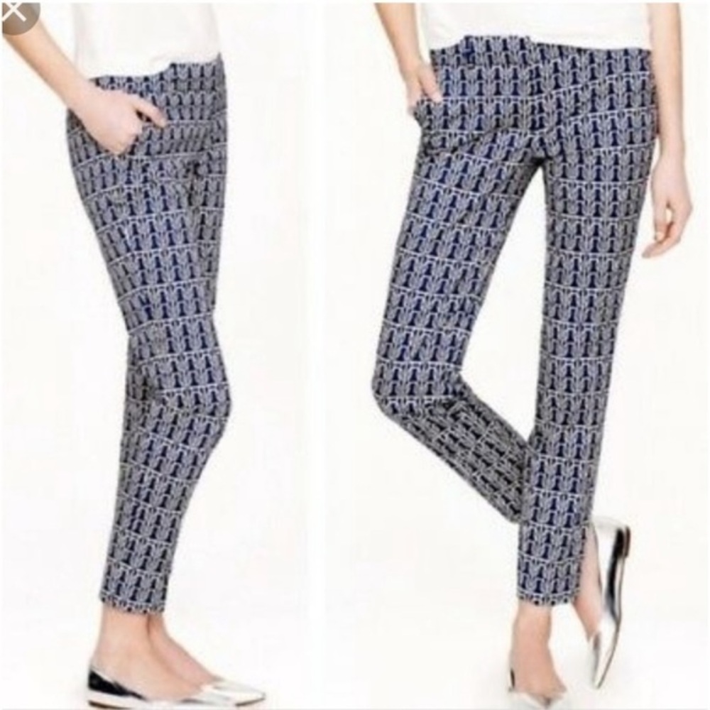 J. Crew navy nautical rope knot cafe capri pant Sz 10 - Picture 1 of 7